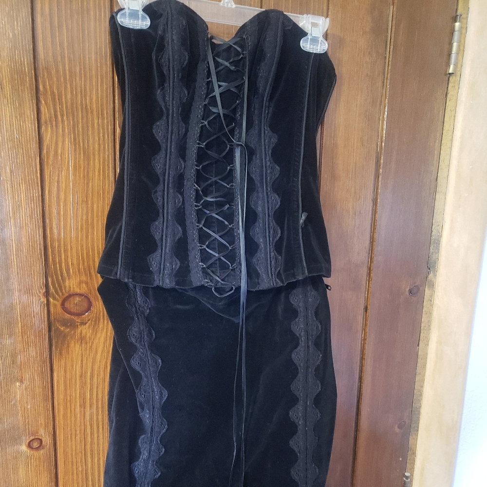 Stretch velvet tripp nyc matching wiggle and corset